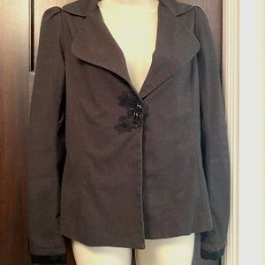 Loyandford - Brown melange Blazer with lace beaded detail - size 4